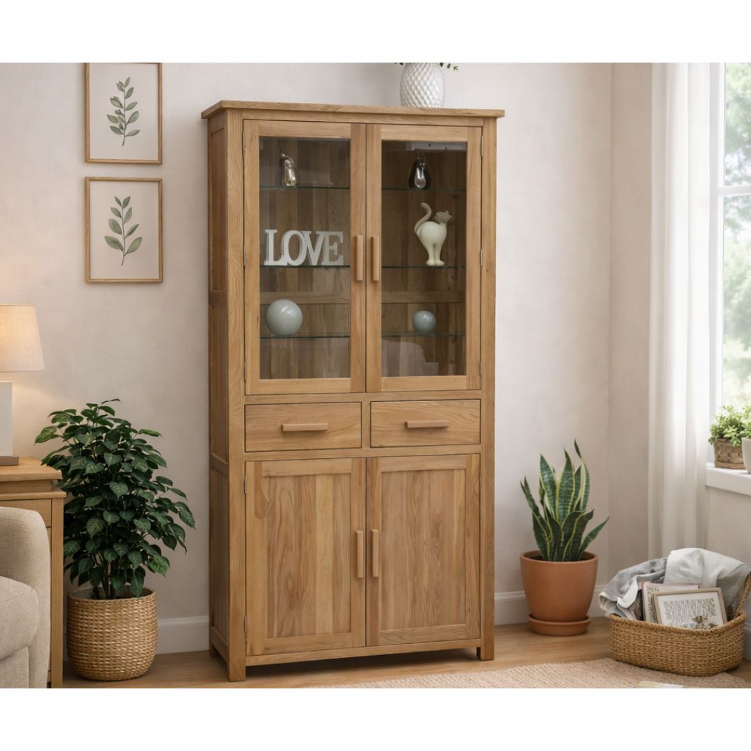 Opus Solid Oak 4D Library Unit | Free Delivery | eFurn