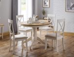 Julian Bowen Davenport Round Pedestal Table in Ivory & Oak