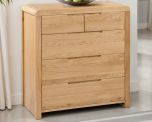 Julian Bowen Curve 3+2 Drawer Chest in Solid Oak