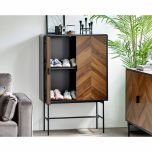Julian Bowen Alvin Black and Natural Wood‑Effect 2 Door Storage Cabinet