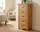 Somerset Oak 5 Drawer Bedside Table