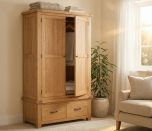 Somerset Oak Double Wardrobe With Drawers