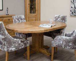 Buy the Deluxe Solid Oak Round Extending Table | eFurn