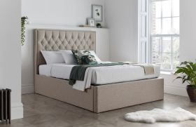 Wilson Oatmeal Fabric Ottoman Bed - Multiple Sizes