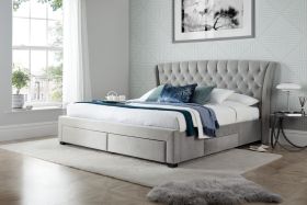 Newton Grey Velvet 4 Drawer Storage Bed - Multiple Sizes
