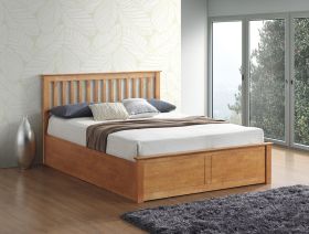 Malmo Oak Wooden Ottoman Bed - Multiple Sizes