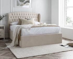 Warwick Natural Velvet Ottoman Bed - Choose Your Size
