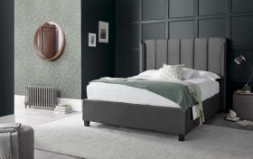 Aurora Grey Velvet Ottoman Bed - Multiple Sizes