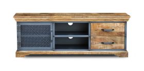 Mandi TV Unit in Rough Sawn Finish and Grey Base