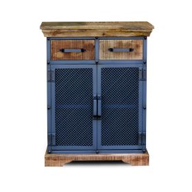 Mandi Hall Cabinet in Rough Sawn Finish and Grey Base