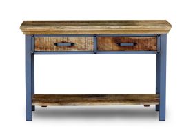 Mandi Console Table in Rough Sawn Finish and Grey Base