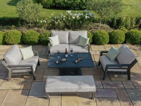 New York 2 Seat Sofa Set with Rising Table in Dove Grey