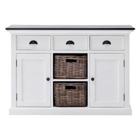 Halifax Contrast Farmhouse Buffet with 2 Baskets in White & Black