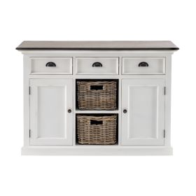 Halifax Accent Coastal Buffet with 2 Baskets in White & Brown