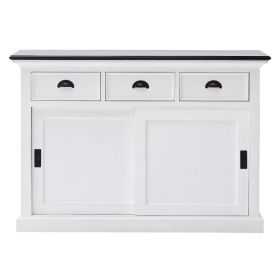 Halifax Contrast Farmhouse Buffet with Sliding Doors in White & Black