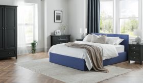 Julian Bowen Rialto Lift Up Storage Bed in Dark Blue Linen - Multiple Sizes