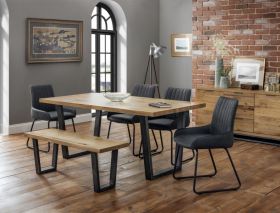 Julian Bowen Brooklyn Dining Table, Bench & Chair Set in Oak