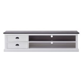 Halifax Contrast Farmhouse Large TV Unit in White & Black