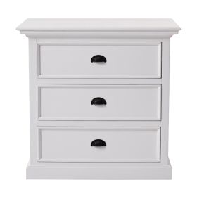 Halifax Grand Coastal Bedside Table with Drawers in Brilliant White