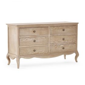 Julian Bowen Camille 6 Drawer Wide Chest in Limed Oak