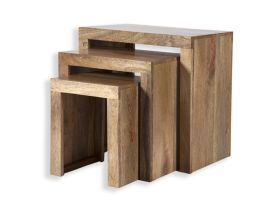 Varanasi Nest of Tables in Natural Wood 