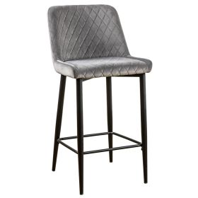 Soft Velvet Barstool In Grey