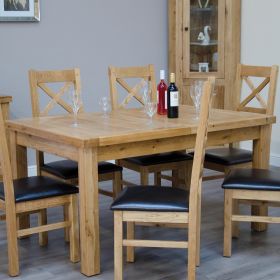 Deluxe Solid Oak Twin Leaf Extending Dining Table 150cm