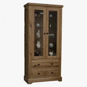 Deluxe Solid Oak Glass Display Cabinet