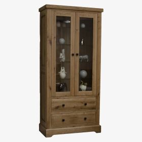 Deluxe Glass Display Cabinet in Solid Oak