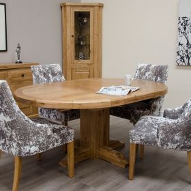 Deluxe Solid Oak Round Extending Table 