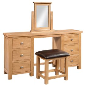 Dorset Oak Large Dressing Table With Stool And Mirror