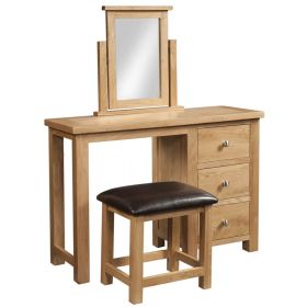 Dorset Oak Single Dressing Table With Stool And Mirror