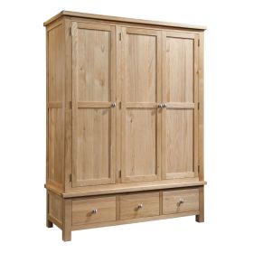 Dorset Oak Triple Full Hanging Wardrobe With Drawers