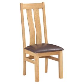 Dorset Oak Twin Slat Dining Chair With Brown Seat