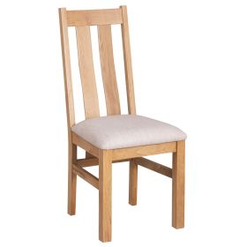 Dorset Oak Twin Slat Dining Chair With Beige Seat