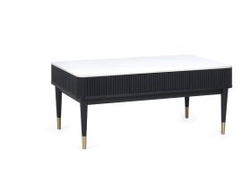 Julian Bowen Louis Fluted Stone Top Coffee Table With 2 Drawers in Black