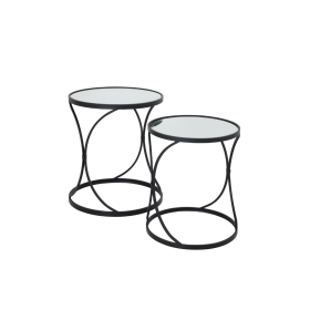 Set of 2 Concaved Mirrored Side Tables
