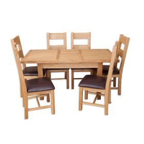 Boston Natural Oak Living Medium Extendable Dining Table & Chairs Set