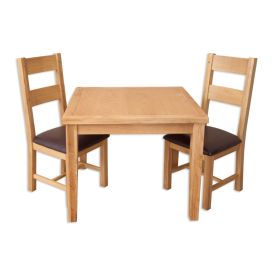 Boston Natural Oak Living Small Square Dining Table & Chairs Set