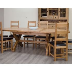 Deluxe Cross Leg Oval Extending Table & Chairs Set in Solid Oak