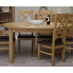 Deluxe Oval Extending Dining Table & Chairs Set in Solid Oak