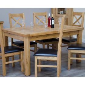 Deluxe Twin Leaf Extending Dining Table & Chairs Set in Solid Oak
