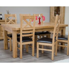Deluxe Twin Leaf Extending Table & Chairs Set in Solid Oak