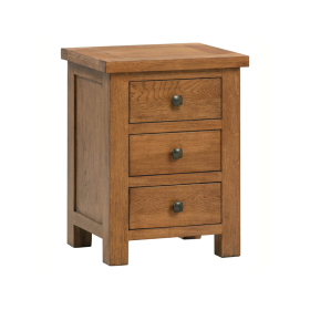 Harrogate 3 Drawer Bedside in Rustic Oak