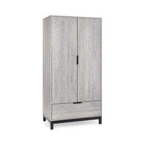 Julian Bowen Bali 2 Door 1 Drawer Wardrobe in Grey Oak
