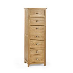 Julian Bowen Mallory 7 Drawer Narrow Chest in Oak