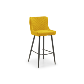 Luxe Velvet Bar Stool - Mustard