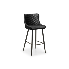 Luxe Faux Leather Barstool - Black