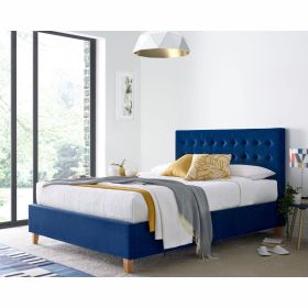 Kingham Blue Velvet Ottoman Bed - Multiple Sizes