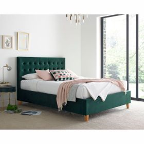 Kingham Green Velvet Ottoman Bed - Multiple Sizes
